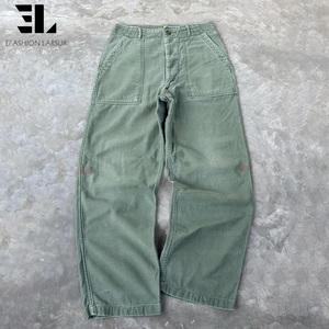Pantaloni Cargo Tattici LARSUR Personalizzati in Twill <span class=keywords><strong>di</strong></span> Cotone Lavato Effetto Usurato, Gamba Dritta, Vestibilità Slim, Stile Francese da <span class=keywords><strong>Lavoro</strong></span> - Product Image 1