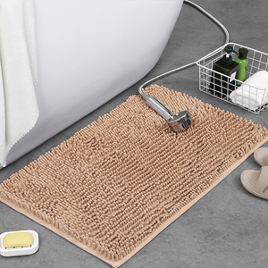 Tapis de salle de bain en microfibre de couleur unie, motif rayé, fabriqué à la machine pour salles de bain, chambres, entrées, cuisines - Product Image 4