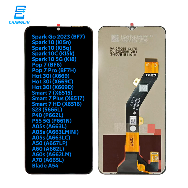 Wholesale Original LCD Display Screen Digitizer Assembly for Tecno Spark Go 2023 Pop7 Spark 10C Hot30i Smart7 1 Year Warranty