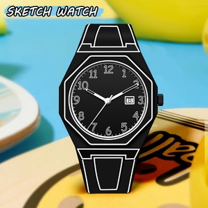 High Quality Fashion Creative Sketch Quartz <b>Watch</b> Polycarbonate <b>Case</b> Men's Quartz Date <b>Watch</b> Hot Selling Anime Style - Product Image 4