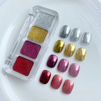 Ensemble de 4 poudres magiques effet miroir, couleur unie, pigment Aurora Moonlight, pour la décoration d'ongles DIY
