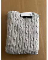 Pull en Coton 100% avec Logo Brodé Personnalisé, Tricot Câblé, pour Hommes, Vêtements Décontractés d'Hiver, Fabricant de Vêtements en Gros, MOQ