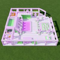Grande structure gonflable commerciale en PVC rose de 13'x13' pour enfants, château de saut pour filles, idéale pour la location, les fêtes et les événements.