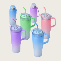 Ensemble de bouteilles d'eau de sport KZR 3-en-1 sans BPA, avec couvercle à boire directement et paille, design dégradé, pour la motivation, usage fitness, unisexe, promotionnel