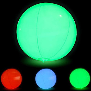 Pelota de playa inflable brillante, pelota redonda de Pvc duradera que se ilumina para fiesta de cumpleaños, juguetes para niños, bebés de 0 a 3 años - Product Image 1