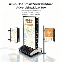Solarbetriebener LED-Werbe-Leuchtkasten für Außenbereich mit Rechteckform und Mastmontage, Null Stromkosten, Automatische Dämmerungssteuerung, CE-Zertifiziert