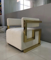 Chaise de salon d'appoint en velours avec accoudoirs en acier inoxydable, idéale pour la maison et l'hôtel – Offre spéciale