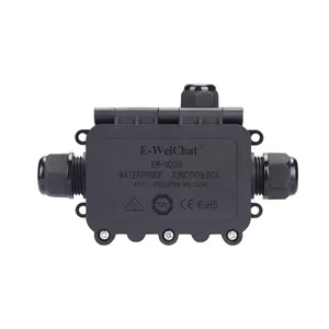 E-Weichat M2068 3-Way IP68 Waterproof ABS Black Plastic Electrical Junction Box IP67/IP68 Enclosure Electronics Instruments