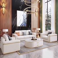 Canapé d'angle modulable Furnistyle italien moderne 3+2+1 places, en cuir de luxe avec structure en bois, extensible pour salon de villa