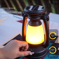 Nouvelle lampe de table LED solaire rechargeable rétro, étanche IP44, certifiée CE, à intensité variable, pour extérieur, sac à dos, camping, randonnée, urgence