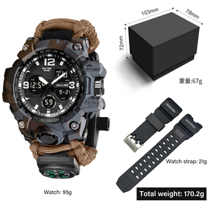 DFS10 camuflaje rojo Vert Multi colores bandas de cuerda trenzada resistente 30ATM relojes tácticos impermeables rescate hombres herramientas de supervivencia - Product Image 4