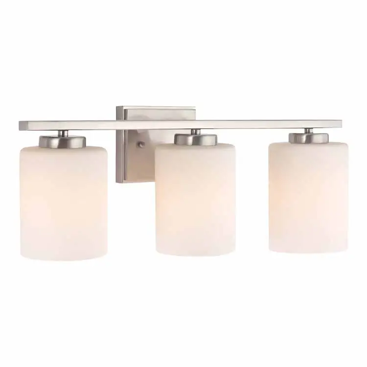 3-Licht Badezimmer Leuchten gebürstet Nickel Vanity Light Bauernhaus Wand leuchten mit weißem Glas moderne Badezimmer Wand leuchte