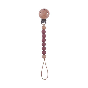 Clip de madera para chupete de bebé con cuentas de silicona, libre de BPA, 0-12 meses, cadena de color sólido para uso infantil - Product Image 3