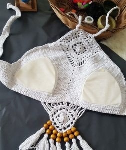 Fancywork Women Sexy Fringe Crochet Bikini Set Halter Neck costumi da bagno per donna String Bikini Set Bikini da donna Crochet - Product Image 6