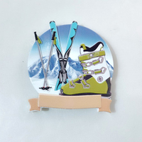Aimant de réfrigérateur en résine avec logo personnalisé Cadeau de voyage Aimant de réfrigérateur souvenir d'Andorre pour le ski européen en montagne et la neige