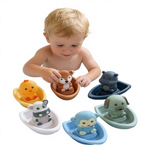 Jouet de bain flottant doux pour bébé, tasse à empiler pour jeux aquatiques avec protège-doigts, jouet sensoriel éducatif précoce pour la baignoire - Product Image 1