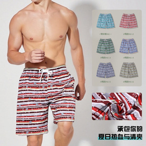 Shorts de Playa para Hombre, de Secado Rápido, con Rayas, Cordón Ajustable, Forro, Corte Holgado, Talla Europea, para Adultos, Ropa Casual de Verano - Product Image 1