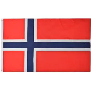 高速配送卸売カスタムフラグ100% ポリエステルシルクスクリーンノルウェー国旗3x5ftノルウェー国旗真鍮グロメット付き