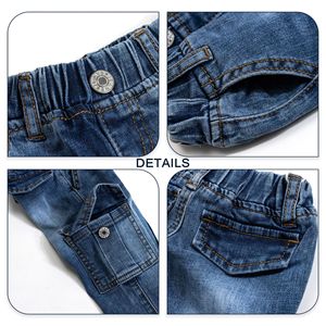 Pantalon en jean pour enfants Moyen et grand Pantalon corsage quatre saisons pour enfants Salopette en denim extensible pour garçons - Product Image 6