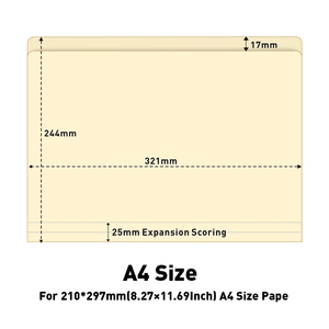 Foska 1/3 cắt Tab và Tab cắt thẳng màu be A4 FC Kích thước thư hợp pháp Kích thước thư mục giấy <span class=keywords><strong>manilla</strong></span> cho các tập tin tài liệu giấy - Product Image 2