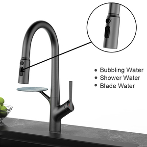 Grifo de cocina monomando de un solo orificio <span class=keywords><strong>Tik</strong></span> <span class=keywords><strong>Tok</strong></span> 2026 negro mate con rociador extraíble para encimera - Product Image 4