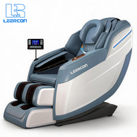 Silla de Masaje 3D LEERCON Azul Marino, Panel Lateral Translúcido, Lámpara Inteligente con Efecto de Respiración, Reposacabezas Acolchado en Forma de Herradura