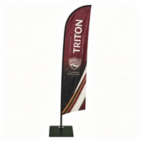 Drapeau à lame personnalisé certifié CE avec impression par transfert thermique sur tissu polyester pour affichages promotionnels en extérieur
