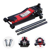 Cric de service hydraulique rapide DJ 3 tonnes noir/rouge en acier allié, hauteur max. 490 mm, garantie 3 ans pour voiture/camion/camping-car