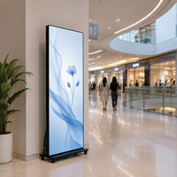 Écran d'affichage LED noir sur pied pour intérieur P1.86, affichage publicitaire mobile, contrôle WiFi Cloud, luminosité 800 cd pour la vente au détail
