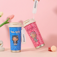 Taza Térmica de Acero Inoxidable de Doble Pared HelloKitty Sanrio - Regalo Empresarial, Taza de Oficina para Mujer con Tapa y Pajita, Caja de Regalo
