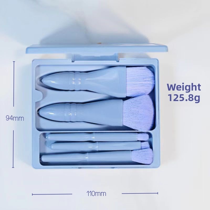 Macaron 5 brushes with mirror cover [blue]