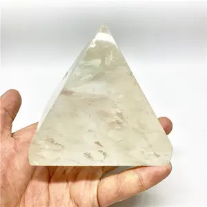 Grande pyramide en cristal de quartz transparent, 1 pièce, roche de gravure, modèle d'art