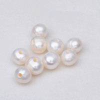 Perles de pierres précieuses en vrac pour bricolage, grandes perles d'eau douce naturelles blanches de 7-8 mm avec trou de 1,5 mm, 100 % naturelles