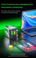 Estación de Carga Rápida Multipuerto MECHANIC G-Power 200W con Fuente de Alimentación Ajustable y Monitoreo de Voltaje y Corriente para Herramientas de Prueba