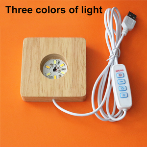 Bằng Gỗ Vuông LED Ánh Sáng Cơ Sở 8Cm Chiếu Sáng Hiển Thị Đứng Với 6 Đèn Led Ánh Sáng Ấm Áp Cho Pha Lê Bóng Nhựa Tự Làm Đêm Đèn - Product Image 6