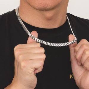 Chaîne cubaine Miami plaquée <span class=keywords><strong>or</strong></span> 14 carats véritable, 8 mm, pour femmes, cadeaux, bijoux <span class=keywords><strong>de</strong></span> mode, collier pour hommes <span class=keywords><strong>en</strong></span> acier inoxydable étanche, stock USA - Product Image 5