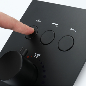 Phụ Kiện Vòi Hoa Sen Ba Nút Chức Năng Công Tắc Điều Khiển Nhiệt Độ Nước Nóng Lạnh Bằng Đồng Crôm/Thân Van Màu Đen - Product Image 2