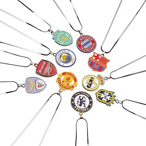 Collar con Colgante de Cadena de Hoja con Texto Alfanumérico de Doble Cara Pintado y Electrochapado, Logos de Barcelona, Liverpool, <span class=keywords><strong>Chelsea</strong></span>, <span class=keywords><strong>Juventus</strong></span> - Product Image 1