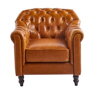 Fauteuil Chesterfield moderne de luxe, capitonné, en similicuir, avec pieds en bois massif, pour salon, réception d'hôtel