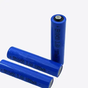 Batería de litio de alto rendimiento ER10450 3,6 V 1000mAh Li/SOCl2 para sistemas de seguridad de medición inteligente y energía de respaldo