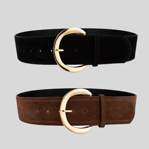 <span class=keywords><strong>Ceinture</strong></span> en cuir suédé épais vintage pour <span class=keywords><strong>femme</strong></span> avec boucle dorée - Product Image 3