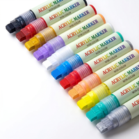 Set di 12 Pennarelli Acrilici Permanenti Impermeabili con Punta Larga 15MM, Marcatori Artistici ad Alta Copertura per Disegno, Promozione e Rivendita