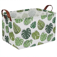 Panier de Pâques rectangulaire vert NTAOHAMPER, pliable, imperméable, thème jungle, boîte de rangement en tissu pour enfants avec poignées