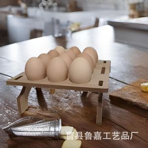 Wooden Egg Storage Rack Natural Color With Stand <b>Kitchen</b> Countertop Storage - Product Image 1