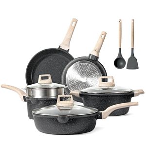 BAMBUS Set di <span class=keywords><strong>Pentole</strong></span> e Padelle in Ceramica Antiaderente 13 Pezzi, Utensili da Cucina Sani e Non Tossici con Manici Isolanti - Product Image 3