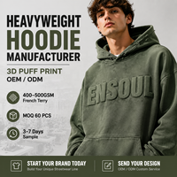 Sweat à capuche épais pour homme, impression 3D en relief, broderie, streetwear, effet vieilli, logo personnalisé, graphique, haute qualité, usine OEM