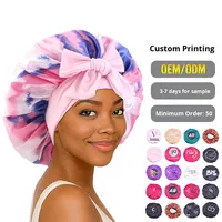 Bonnet de nuit en satin réglable avec bordure large personnalisée, bonnets de nuit en satin, bonnets de nuit longs et extensibles pour femmes