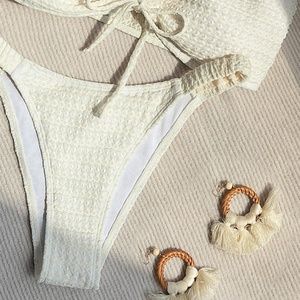 Women's New Trend 2-Piece Bandeau Solid <b>Bikini</b> Set Quick Dry Spandex/Polyester Push up Swimwear Beachwear - Product Image 4