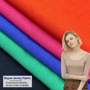 Tissu jersey doux 95% rayonne 5% élasthanne, tricot uni 210 g/m² en viscose, idéal pour les vêtements de détente et les <span class=keywords><strong>sous</strong></span>-vêtements. - Product Image 1