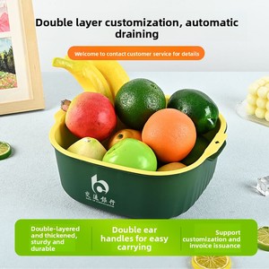 Passoire carrée double couche, fabrication directe usine Chine, commande en gros personnalisée, panier de lavage et d'égouttage pour fruits et légumes de cuisine, FDA/BPA - Product Image 3